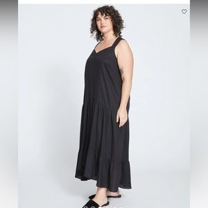 * New Universal Standard Sundress SZ 2xs = Medium = 6 - 8 Black Linen Blend *